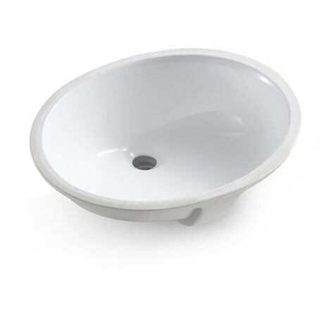 MEJE  206 49.5x40.5x21cm Lavabo Ovale Undermount Moderne Pur Blanc Porcelaine Céramique Lavabo Trop-Plein Évier