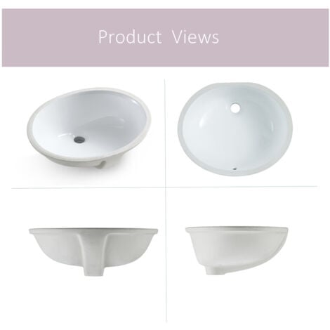 MEJE  206 49.5x40.5x21cm Lavabo Ovale Undermount Moderne Pur Blanc Porcelaine Céramique Lavabo Trop-Plein Évier