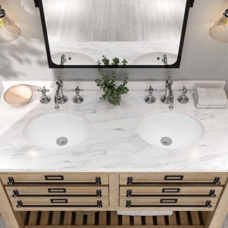 MEJE  206 49.5x40.5x21cm Lavabo Ovale Undermount Moderne Pur Blanc Porcelaine Céramique Lavabo Trop-Plein Évier