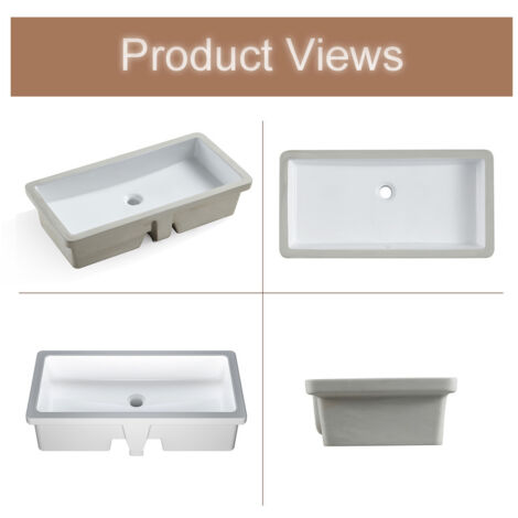MEJE T2814 Lavabo de salle de bain encastrable rectangulaire en céramique Blanc 70 x 35 cm