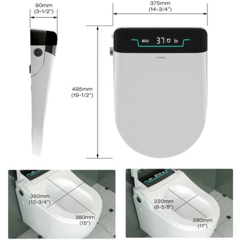 MEJE 001U - Bidet électronique pour toilette allongée avec télécommande, affichage de la température, fonctions d'ouverture et de fermeture automatiques, de séchage et de nettoyage