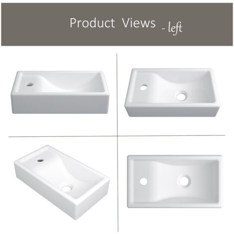 MEJE Lavabo suspendu avec Kit de vidange, mini évier gauche 41x23x10 cm - céramique blanche