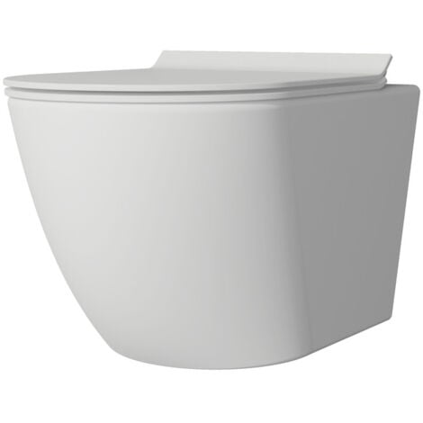 MEJE Cuvette pour WC suspendu  + Abattant soft close +  Plaque blanche