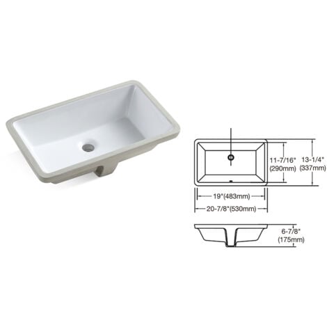 MEJE 202A53x33.7cm Évier encastré sous plan de comptoir lavabo en céramique Blanc