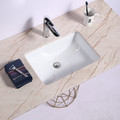 MEJE 202A53x33.7cm Évier encastré sous plan de comptoir lavabo en céramique Blanc