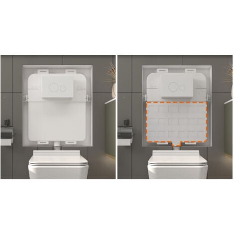 MEJE M5103F Réservoir de chasse d'eau mural double chasse d'eau Blanc