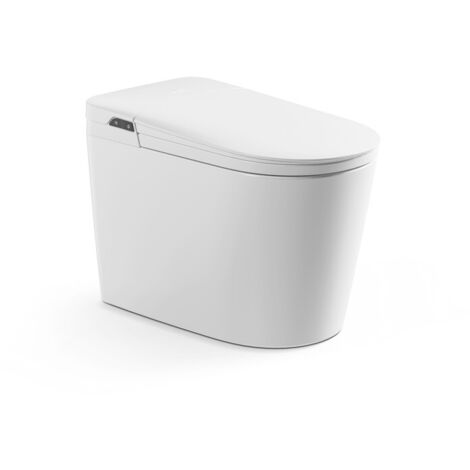 Toilettes intelligentes MEJE sans réservoir avec bidet intégré, siège chauffant, pulvérisation d’eau chaude et séchage, chasse automatique, commande au pied, écran LED, évacuation murale