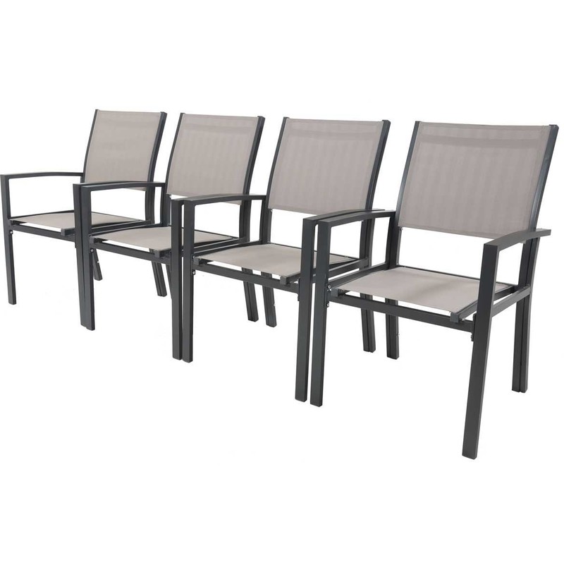 Lot de 2 fauteuils de jardin Porto alu/textilène - Noir 86534