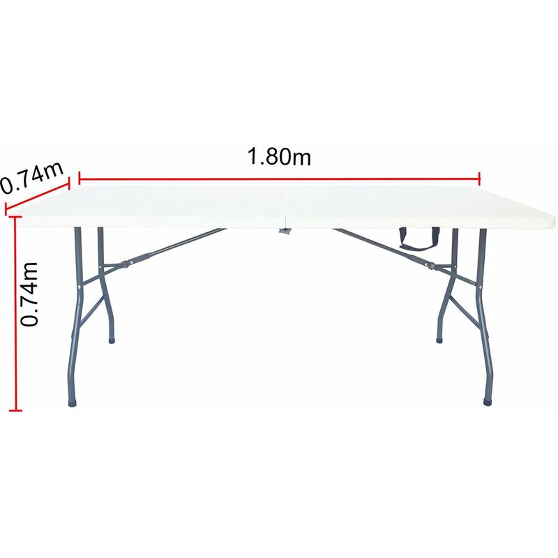 Table Pliante Camping Bonnlo 86×86×74 Cm – Blanche, Ultra-Résistante, Poignée Transport, Intérieur/Extérieur