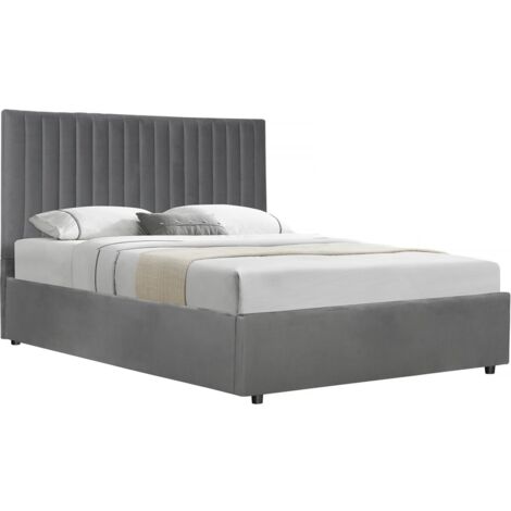 Habitat Et Jardin – Lit avec coffre Mia 160 x 200 cm – Coffre de rangement intégré – Tête de lit rembourrée en velours – Structure en contreplaqué