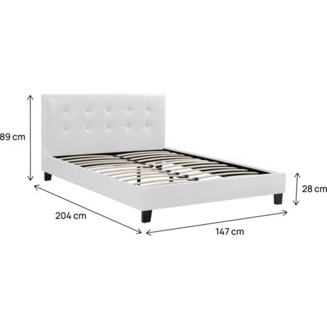 Lit double en pvc "Julia" - 140 x 190 cm - Blanc