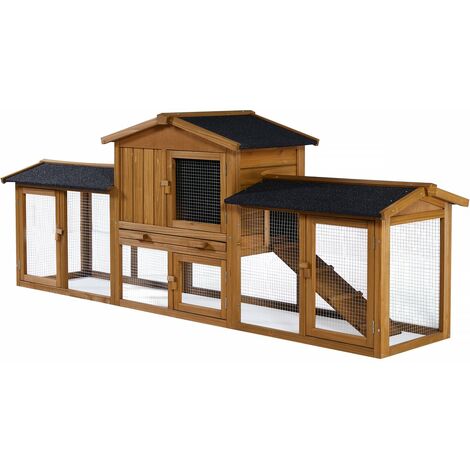 Clapier pour lapin en bois "Galina" 2 portes- Marron