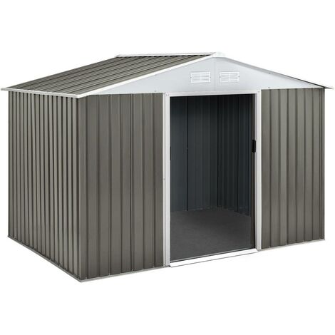 Habitat Et Jardin – Abri de jardin métal 4,07 m² – Structure en acier galvanisé – Double porte coulissante – 4 grilles de ventilation – Couleur taupe