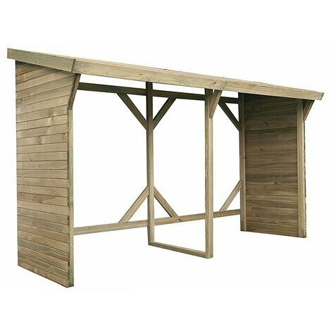 Habitat Et Jardin – Abri à bûches 5 stères – Dimensions 278 x 90 x 185 cm – Bois traité autoclave classe III – Résistant aux intempéries