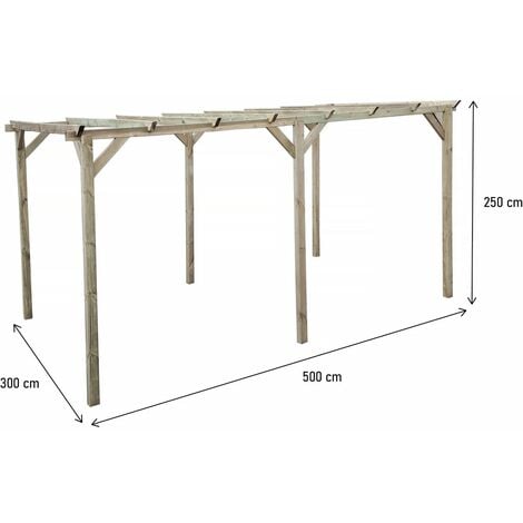 Carport voiture en bois "Solar II" 3 x 5 x 2.4