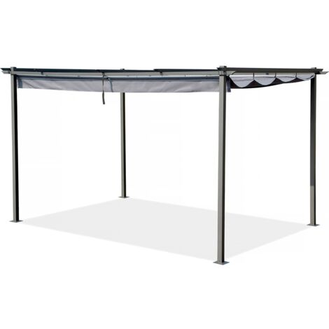 Habitat Et Jardin – Pergola en métal rétractable 3 x 4 m – Acier anthracite – Poteaux 60 x 60 mm – Résistance au vent – Design contemporain (1/4)