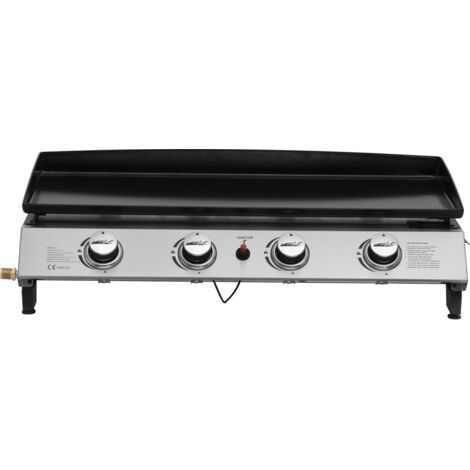 Habitat Et Jardin – Plancha à gaz 4 brûleurs métal 10 Kw – Surface de cuisson 79 x 35 cm – Dimensions 84 x 49 x 23 cm – Entretien facile