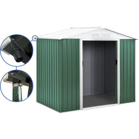 Habitat Et Jardin – Abri de jardin métal 4,07 m² – Gouttière intégrée – Acier et zinc – Résistance au vent 20 m/s – Installation simple et rapide (1/4)