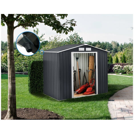 Abri De Jardin Métal Vegas II - 5,29 M², Gris - Résistant Au Vent, Anti-UV, Portes Coulissantes - 7