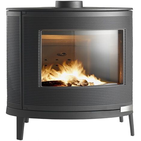 Poêle à Bois HAZE – Modèle D'Angle Anthracite – Fonte Et Acier – Parfait État