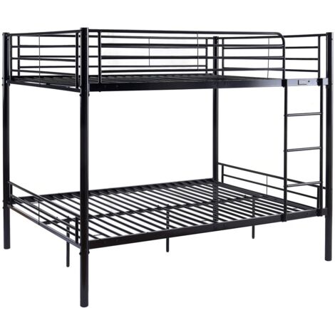 Habitat Et Jardin – Lit superposé double 140 x 190 cm – Structure métal noir – Barrières de protection – Échelle intégrée – Optimisation espace (1/4)