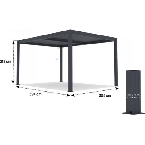 Pergola bioclimatique en aluminium "Windsor" - 3 x 4 m - Anthracite