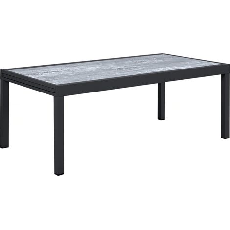 Habitat Et Jardin – Table de jardin extensible en aluminium gris – Dimensions 200/320 x 105 x 76 cm – 8 à 12 places – Traitement anti-UV et anti-rouille
