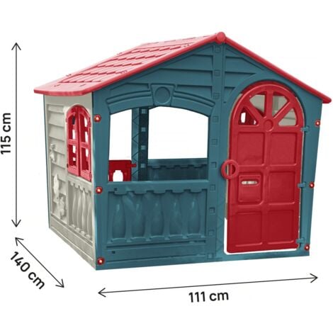 Cabane enfant en plastique  "FUN" - 140 x 111 x 115 cm - Bleu