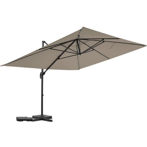 Parasol jardin déporté en aluminium "Sky 4" - 3 x 4 m - Taupe