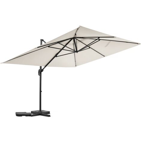 Habitat Et Jardin – Parasol déporté en aluminium 3 x 4 m – Toile ecru résistante aux UV – Structure robuste et durable – Orientation ajustable