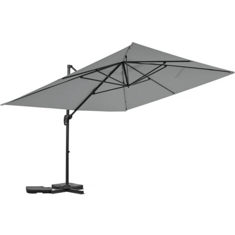 Habitat Et Jardin – Parasol déporté aluminium 3 x 4 m – Toile gris résistante UV – Structure robuste – Orientation ajustable – Idéal pour terrasses et jardins