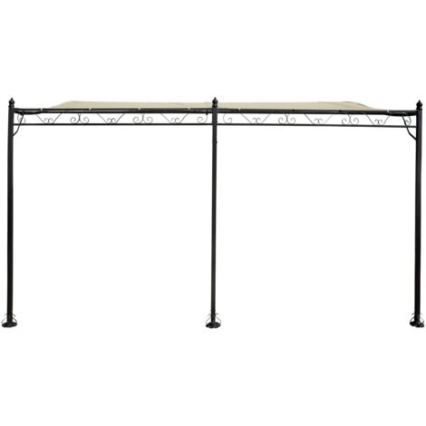 Habitat Et Jardin – Pergola tonnelle adossée en métal 396 x 300 cm – Traitement anti-UV et antirouille – Résistante à l'eau – Beige (1/4)