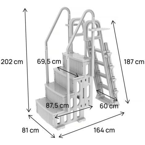 Escalier echelle double piscine " Mario " avec système de sécurité enfant