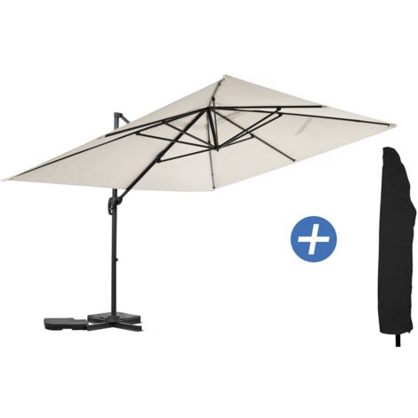 Parasol jardin déporté en aluminium "Sky 4" - 3 x 4 m - Ecru - Avec housse