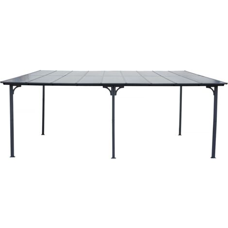 Pergola tonnelle adossée "Marvin" - 5.5 x 3 m - 545 x 298 x 243 cm - Gris foncé