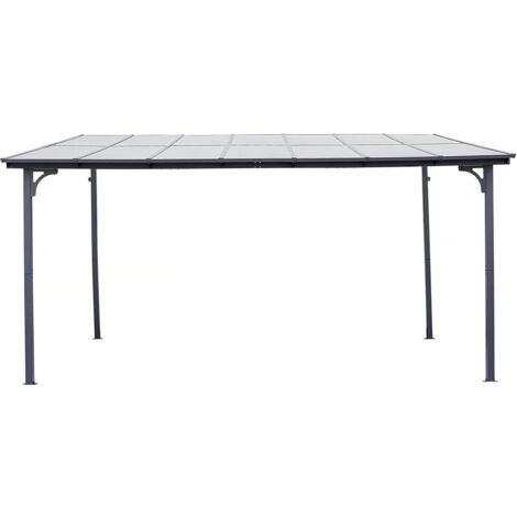 Pergola tonnelle adossée "Marvin" - 4 x 3 m - 423 x 298 x 243 cm - Gris foncé (1/4)