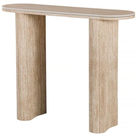Table console travertin en céramique "Alba" - 100 x 30 x 80 cm - Marron (1/4)