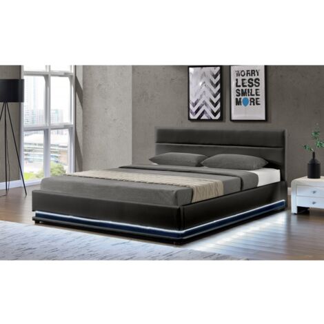 Lit LED avec coffre "Anastasia" - 140 x 190 cm - Noir