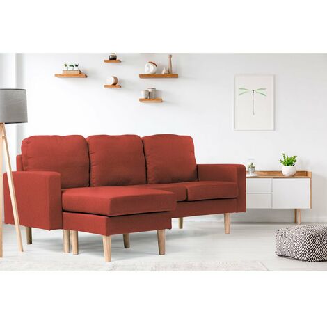 Canape D Angle Reversible En Tissu Gabby 3 Places Rouge