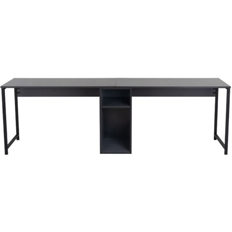 Bureau en bois "Twin Study Desk" - 240 x 60 x 74 cm - AnthraciteNoir (1/4)