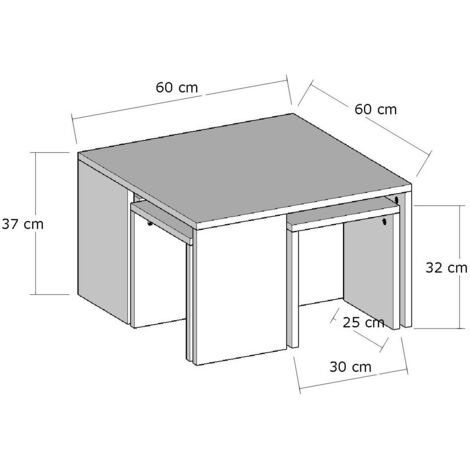 Ensemble de tables basses en bois "Ortanca" - 60 x 60 x 37 cm - Chêne Saphir (1/4)