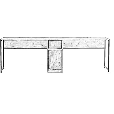 Bureau en bois "Ikili Calisma" - 240 x 60 x 74 cm - Pin atlantique Noir (1/4)