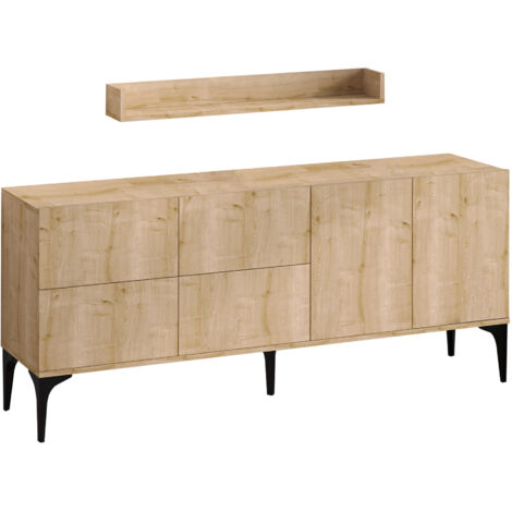 Meuble enfilade en bois Stella grand buffet bas de salon 180 cm