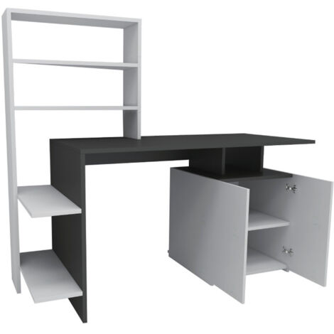 Bureau en bois "Melis " - 146 x 60 x 128 cm - Blanc Anthracite (1/4)