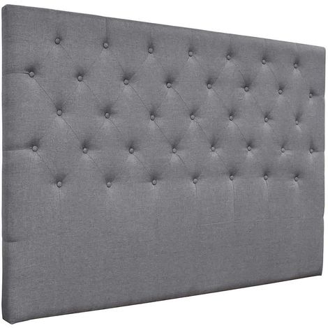 Tête de lit capitonnée Déco - 149 cm - Gris - En tissu
