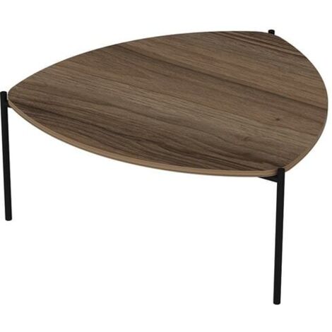 Table basse trépieds Myrtle 89x90cm Métal Noir et Bois foncé (1/5)