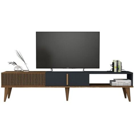 Meuble Tv design Arilis L180cm Bois foncé et Anthracite (1/5)