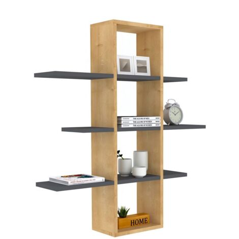 Étagère murale en bois "Ardo" - 96 x 19 x 101 cm - Saphir, Anthracite (1/4)
