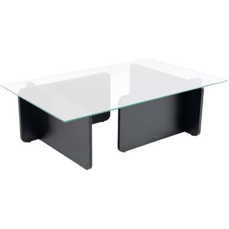Table basse gigogne en verre et aggloméré – Dimensions 105x65x30 cm – Épaisseur 18 mm – Design moderne pour salon contemporain (1/5)