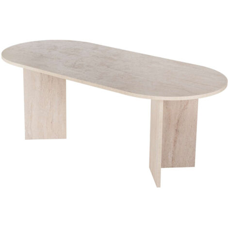 Table à manger en bois "Sabella" 200 x 90 x 75 cm - Travertin (1/4)